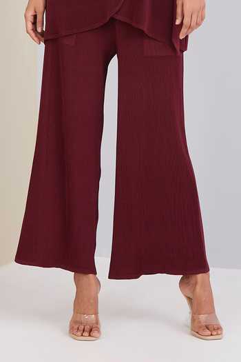 Scarlet Sage_Maroon Polyester Cameron Wrap Co-ord Set_at_Aza_Fashions