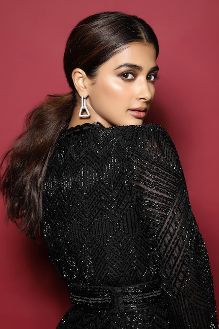 Buy_Ritika Mirchandani_Black Net, Crepe And Double Georgette Resham, High Low Hem Anarkali & Sharara Set 