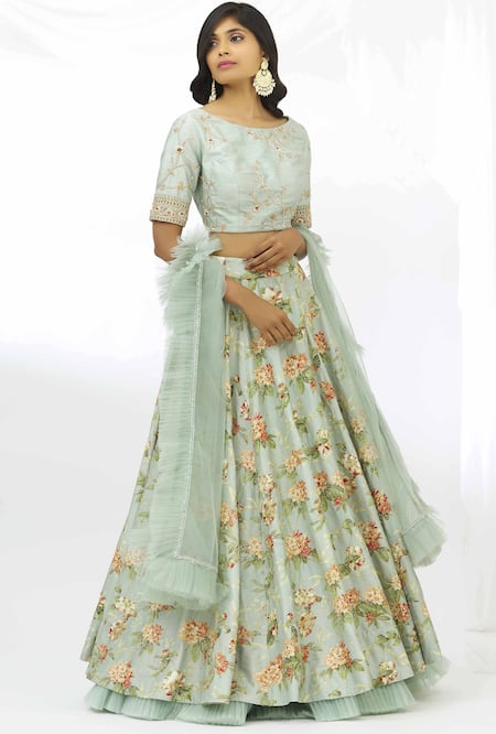 Aariyana Couture Floral Print Bridal Lehenga Set 