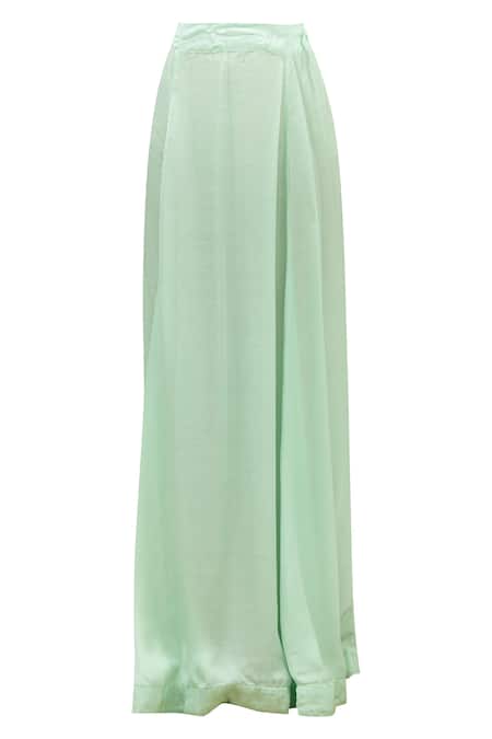 Shop_Aariyana Couture_Green Georgette, Denim Embroidery, Sequins Round Embellished Saree With Blouse_Online_at_Aza_Fashions