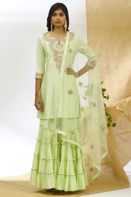 Aariyana Couture Embroidered Kurta Sharara Set 