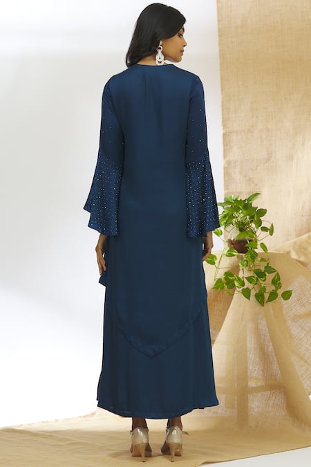 Aariyana Couture Embellished Layered Blue Tunic 