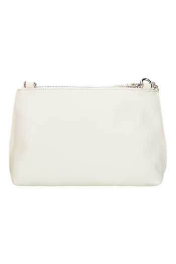 Shop The Leather Garden White Embroidery, Pearls Carnation Leather Bag With Sling at Aza Fashions Shop_The Leather Garden_White Embroidery, Pearls Carnation Leather Bag With Sling _at_Aza_Fashions