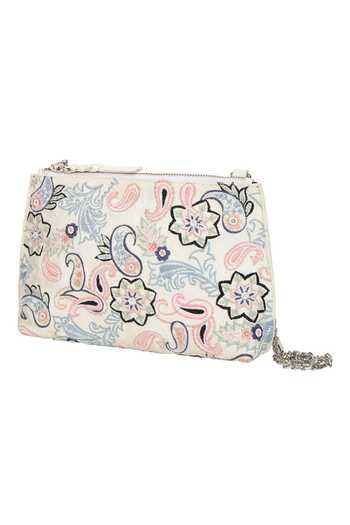 The Leather Garden White Embroidery, Pearls Carnation Leather Bag With Sling Online at Aza Fashions The Leather Garden_White Embroidery, Pearls Carnation Leather Bag With Sling _Online_at_Aza_Fashions