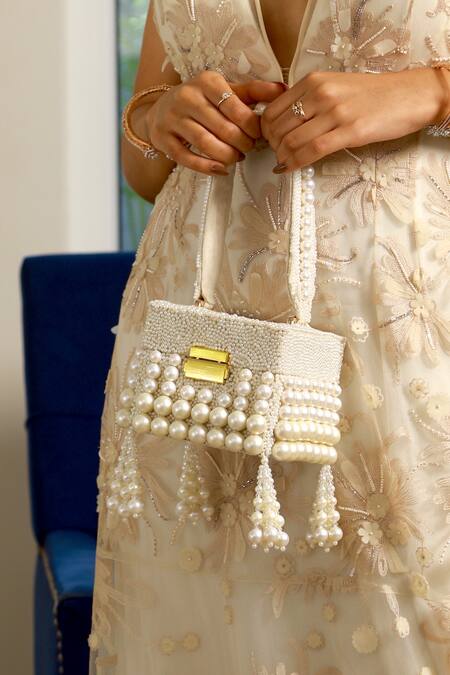 Adora by Ankita Allana Box Pearl Bag With Handle 