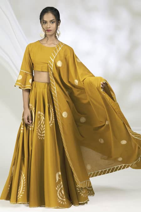 Samyukta Singhania Yellow Printed Lehenga Set 