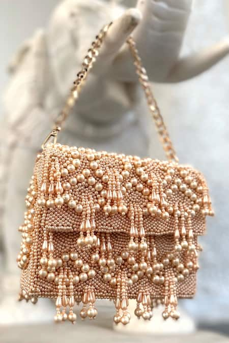 Adora by Ankita Ainaaz Pearl Embellised Clutch With Sling 