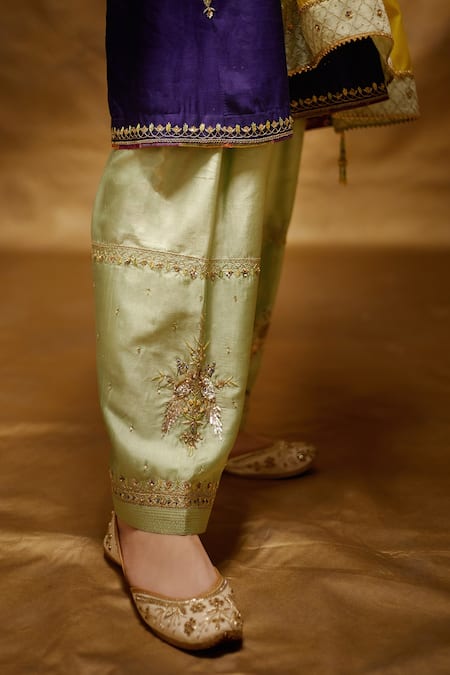 Bunka_Peach Cotton Silk Embroidered Kurta Set_at_Aza_Fashions