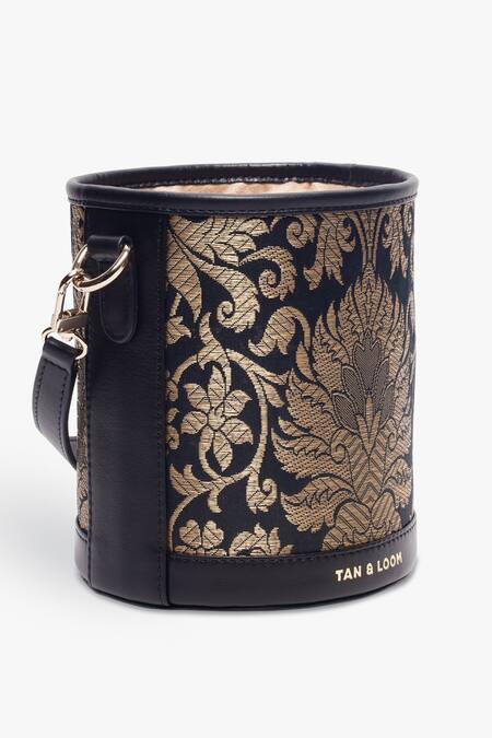 Buy_Tan & Loom_Black Embroidery Brocade Woven Potli _Online_at_Aza_Fashions