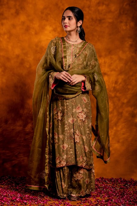 Chandbari Floral Print Kurta Palazzo Set 