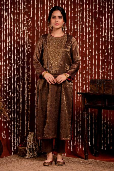 Buy Chandbari Grey Jacket Silk Velvet Printed Floral Jacket Open And Pant Set Online at Aza Fashions Buy_Chandbari_Grey Jacket Silk Velvet Printed Floral Jacket Open And Pant Set_Online_at_Aza_Fashions