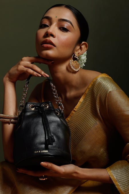 Tan & Loom Black Bombay Detachable Handle Potli Bag 