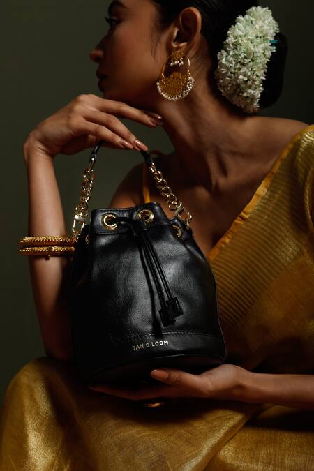 Shop_Tan & Loom_Black Bombay Detachable Handle Potli Bag _Online_at_Aza_Fashions