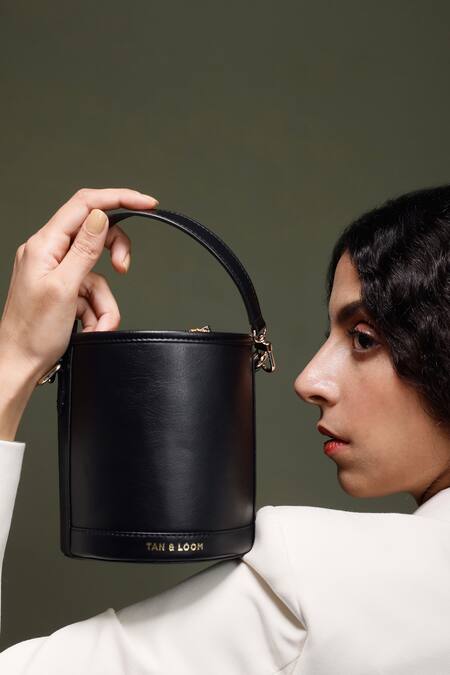 Shop Tan & Loom Black Nappa Leather Potli Bag Online at Aza Fashions Shop_Tan & Loom_Black Nappa Leather Potli Bag _Online_at_Aza_Fashions