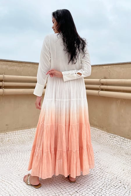 Shop Chambray & CO. Purple Cotton Round Tiered Ombre Dress at Aza Fashions Shop_Chambray & CO._Purple Cotton Round Tiered Ombre Dress_at_Aza_Fashions