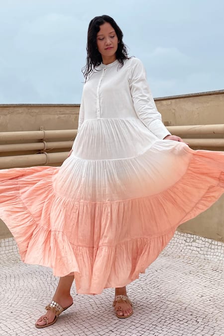 Buy Chambray & CO. Purple Cotton Round Tiered Ombre Dress Online at Aza Fashions Buy_Chambray & CO._Purple Cotton Round Tiered Ombre Dress_Online_at_Aza_Fashions