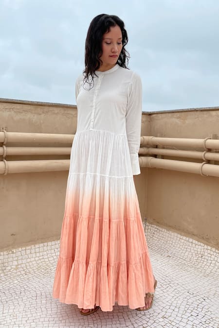 Shop Chambray & CO. Purple Cotton Round Tiered Ombre Dress Online at Aza Fashions Shop_Chambray & CO._Purple Cotton Round Tiered Ombre Dress_Online_at_Aza_Fashions