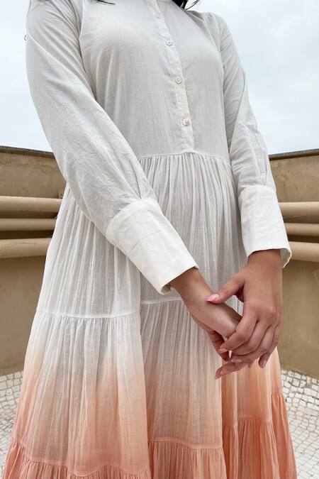 Chambray & CO. Purple Cotton Round Tiered Ombre Dress at Aza Fashions Chambray & CO._Purple Cotton Round Tiered Ombre Dress_at_Aza_Fashions