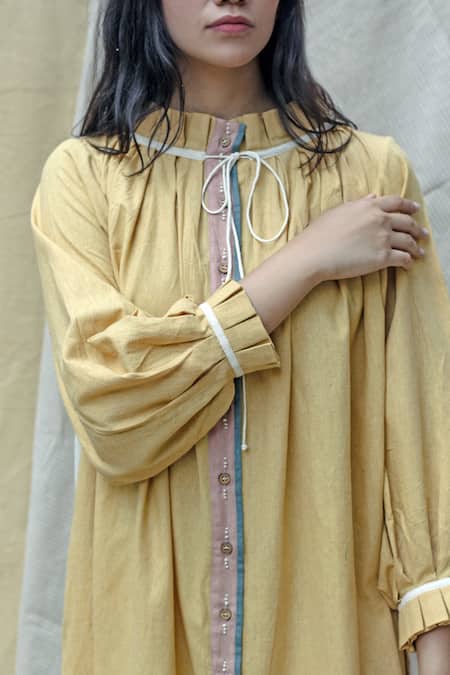 Chambray & Co._Yellow Jonquil Textured Dress_at_Aza_Fashions