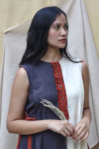Shop_Chambray & Co._Multi Color Opalin Textured Dress_Online_at_Aza_Fashions