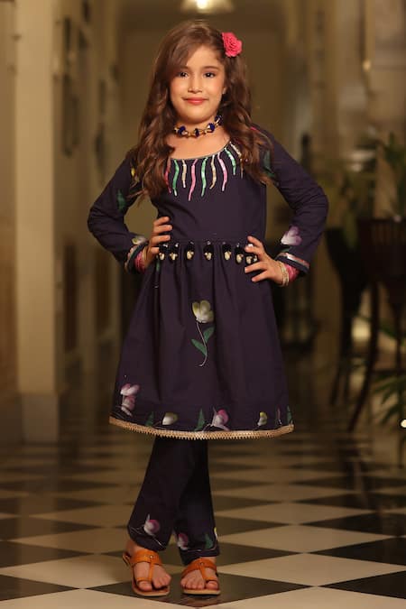 Cute Couture Floral Embellished Kurta & Pant Set 
