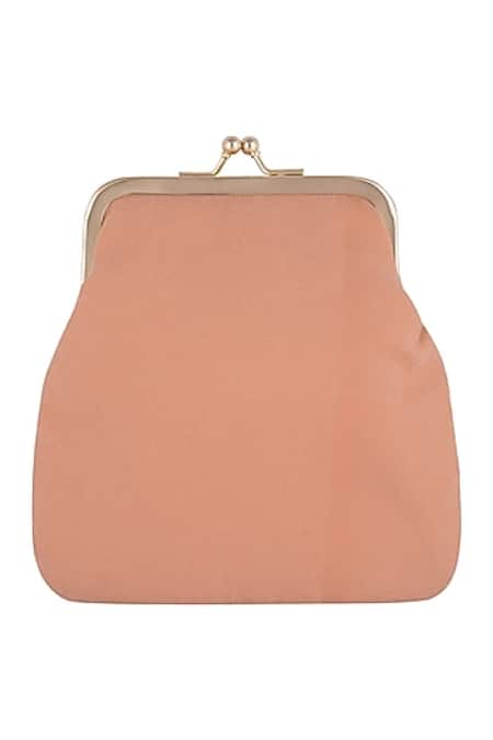 Shop_ClutcH'D_Pink Embroidery, Pearls Velvet Floral Clutch With Sling _at_Aza_Fashions
