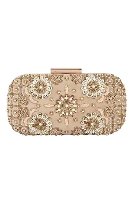 Clutch'D Velvet Embroidered Box Clutch 