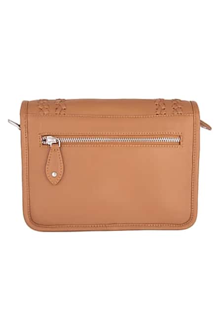 Shop ClutcH'D Brown Woven Flap Clutch With Chain Sling at Aza Fashions Shop_ClutcH'D_Brown Woven Flap Clutch With Chain Sling _at_Aza_Fashions