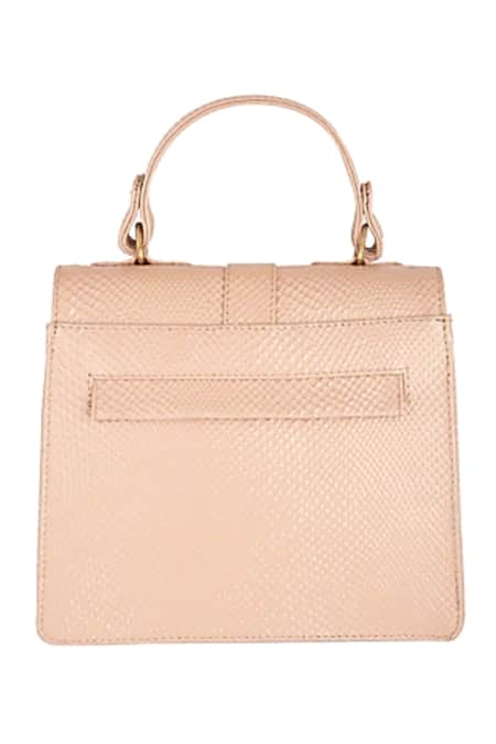 Shop ClutcH'D Pink Embossed Satchel Bag at Aza Fashions Shop_ClutcH'D_Pink Embossed Satchel Bag _at_Aza_Fashions