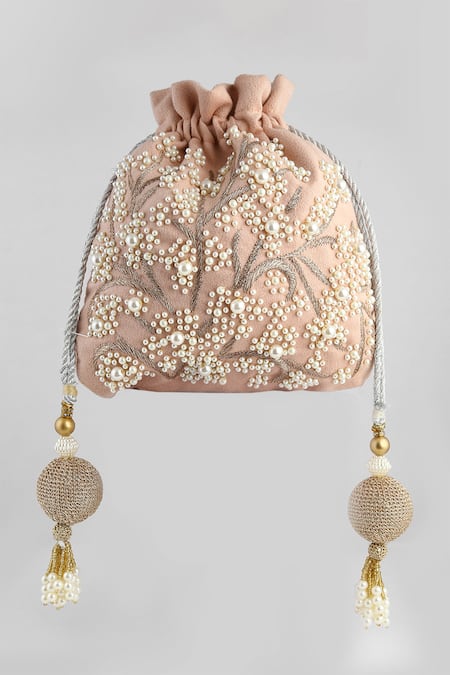 Clutch'D Velvet Embroidered Potli Bag 