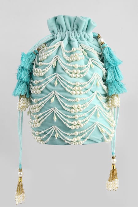 Clutch'D Velvet Embroidered Potli Bag 