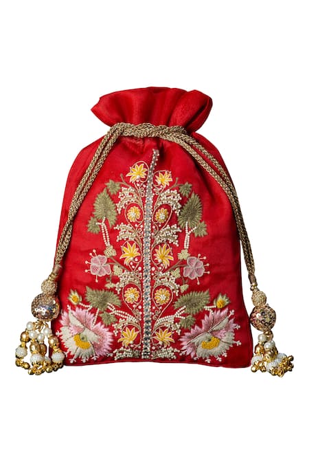 Clutch'D Floral Embroidered Potli Bag 