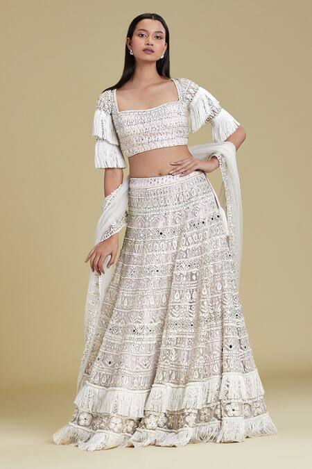 Buy Cherie D Pink Silk, Tulle Square Neck Embroidered Lehenga Set Online at Aza Fashions Buy_Cherie D_Pink Silk, Tulle Square Neck Embroidered Lehenga Set _Online_at_Aza_Fashions