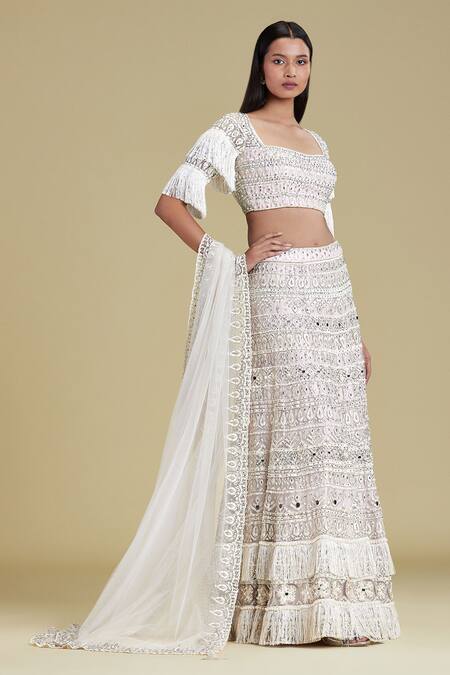 Cherie D Pink Silk, Tulle Square Neck Embroidered Lehenga Set Online at Aza Fashions Cherie D_Pink Silk, Tulle Square Neck Embroidered Lehenga Set _Online_at_Aza_Fashions