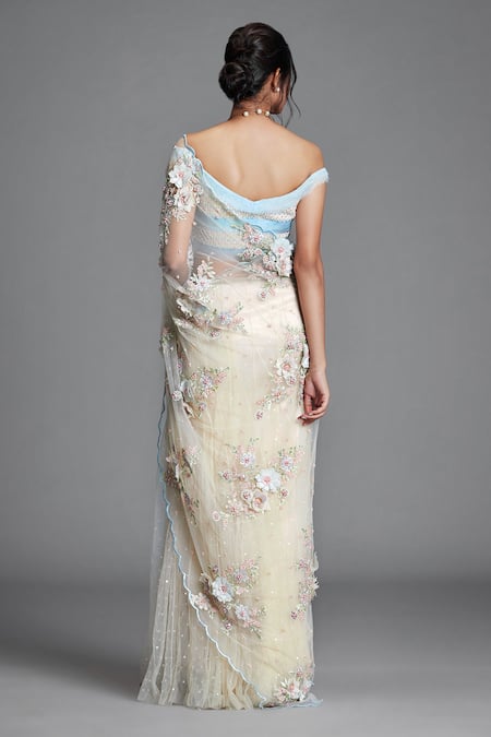 Cherie D Silk Organza Embroidered Lehenga Saree 