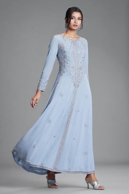 Cherie D Blue Crepe Round Silk Embroidered Anarkali Online at Aza Fashions Cherie D_Blue Crepe Round Silk Embroidered Anarkali _Online_at_Aza_Fashions
