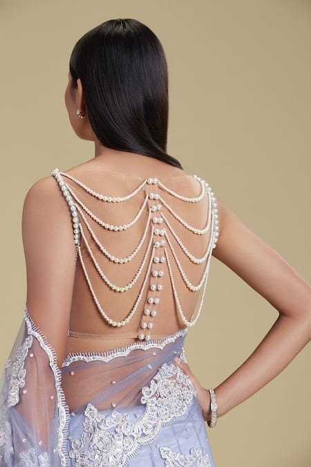 Shop Cherie D Blue Silk, Tulle, Satin, Lace Scoop Neck Embroidered Lehenga Saree Online at Aza Fashions Shop_Cherie D_Blue Silk, Tulle, Satin, Lace Scoop Neck Embroidered Lehenga Saree _Online_at_Aza_Fashions