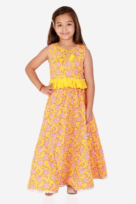 Buy Lil Drama Orange Cotton Gota Patti, Embroidery Floral Print Choli And Lehenga Set Online at Aza Fashions Buy_Lil Drama_Orange Cotton Gota Patti, Embroidery Floral Print Choli And Lehenga Set _Online_at_Aza_Fashions