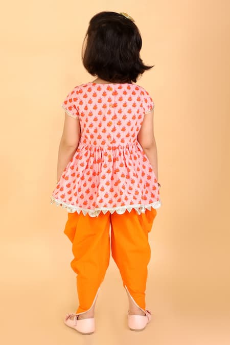 Yellow and Pink Peplum Top With Dhoti Pants / Girls Dhoti Pants / Girls  Ethnic / Girls Indian Dress / Kids Rakhi Dress - Etsy