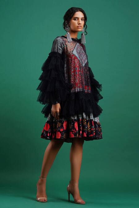 Nidhi Yasha Multi Color Viscose Round Printed Dress Online at Aza Fashions Nidhi Yasha_Multi Color Viscose Round Printed Dress _Online_at_Aza_Fashions