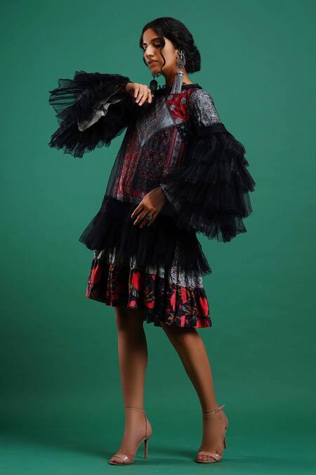 Buy Nidhi Yasha Multi Color Viscose Round Printed Dress Online at Aza Fashions Buy_Nidhi Yasha_Multi Color Viscose Round Printed Dress _Online_at_Aza_Fashions