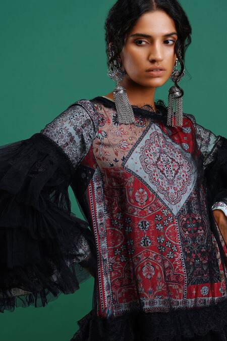 Nidhi Yasha Multi Color Viscose Round Printed Dress at Aza Fashions Nidhi Yasha_Multi Color Viscose Round Printed Dress _at_Aza_Fashions