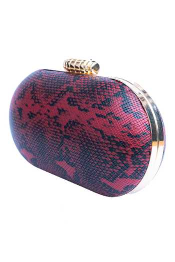 Buy_NR By Nidhi Rathi_Red Printed Snake Clutch With Sling_Online_at_Aza_Fashions