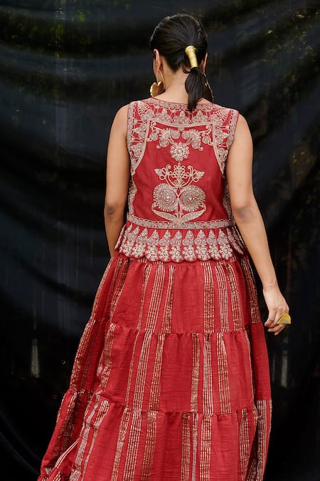 Chandrima Chanderi Tiered Maxi Dress 