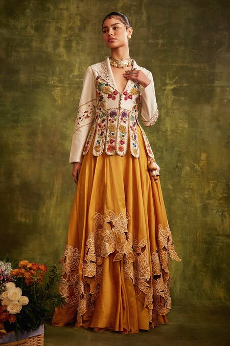 Buy Chandrima White Chanderi V Neck Embroidered Panelled Top Online at Aza Fashions Buy_Chandrima_White Chanderi V Neck Embroidered Panelled Top _Online_at_Aza_Fashions