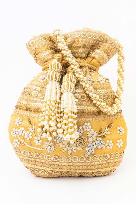 Buy_NR By Nidhi Rathi_Gold Embroidered Leilani Potli Bag_Online_at_Aza_Fashions