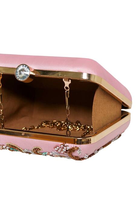 Shop NR By Nidhi Rathi Pink Embroidered Hand Clutch Bag Online at Aza Fashions Shop_NR By Nidhi Rathi_Pink Embroidered Hand Clutch Bag_Online_at_Aza_Fashions