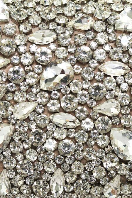 NR By Nidhi Rathi_Beige Hand Embellished Mini Studded Flap Bag_at_Aza_Fashions