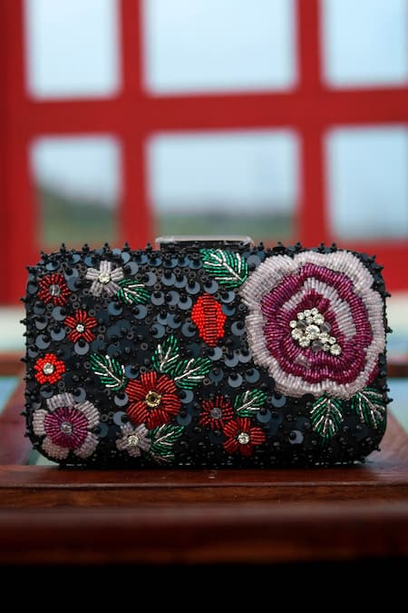 Buy Black Hand Embroidered Clutch Bag by NR BY NIDHI RATHI Online at Aza  Fashions.