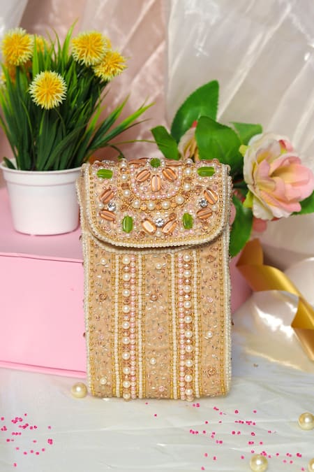 NR BY NIDHI RATHI Gold Pearl Embroidered Mobile Cover